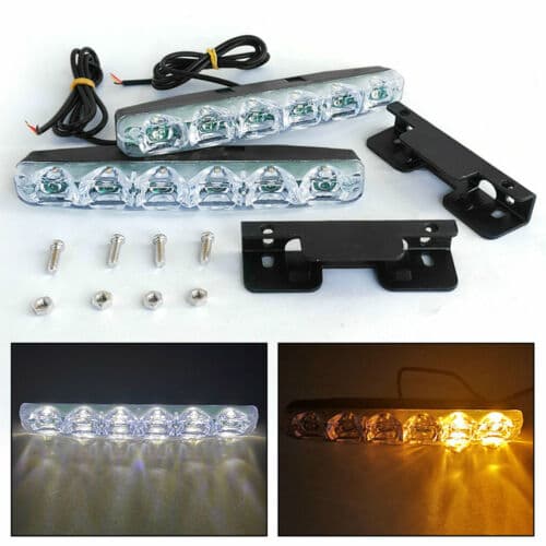 2 LED Bil Dagslys Kjørelys Blinklys Tåkelys Hvit Gul 12V