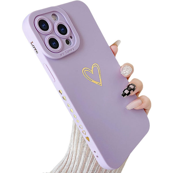 Kompatibel med iPhone 13 Pro Max Case, Guld Hjärtmönster Mjukt