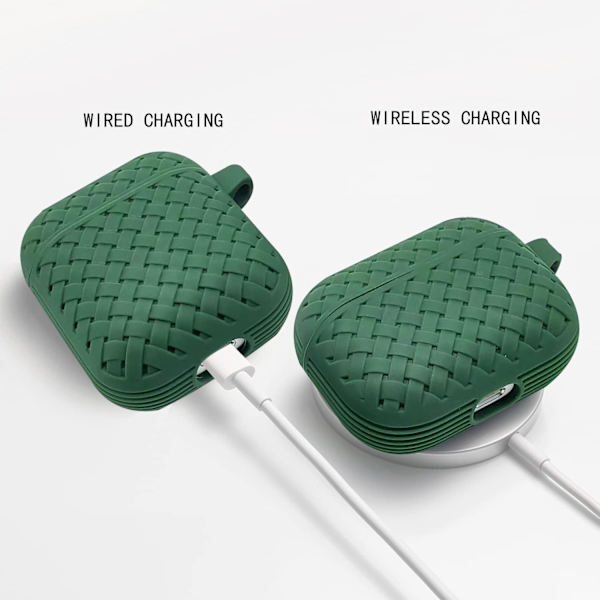Beskyttende etui kompatibelt med AirPods, Retro Klassisk Vev-etui, Støtsikkert Silikonbeskyttelsesdeksel med Karabinkrok, Sklisikkert Beskyttelsesetui for A