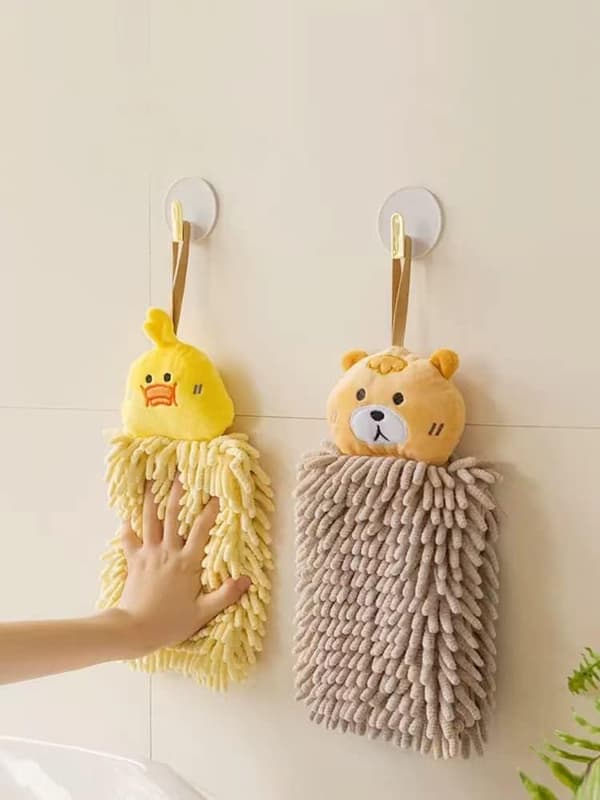 2-pack Djur Chenille Handdukar, Dubbelsidig Chenille Handduk