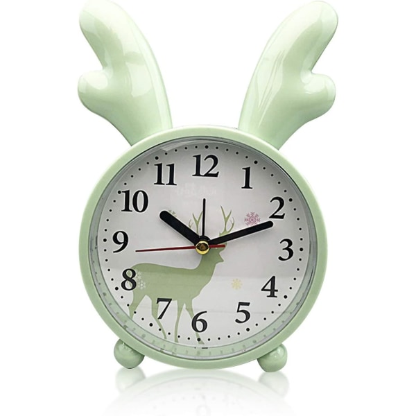 Barnväckarklocka, väckarklocka, horn väckarklocka, klassisk analog väckarklocka, väckarklocka (grön)