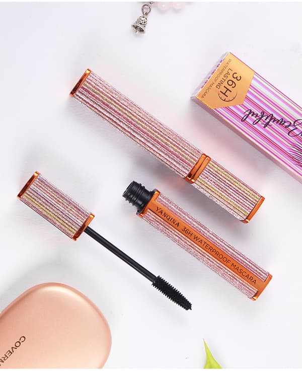 4D silkefiber mascara sort, langtidsholdbar, blød vippebørste