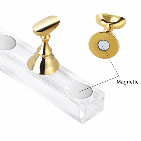 2 akryl nagelskärmstativ DIY Crystal nagelstativ magnetisk borrhållare för falska nagelmanikyrverktyg (svart)