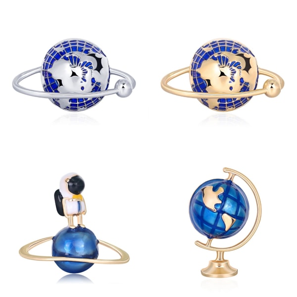 Broche bleue de luxe, planète, astronaute de l'espace, broche de globe, broche de mode, cadeaux de vacances