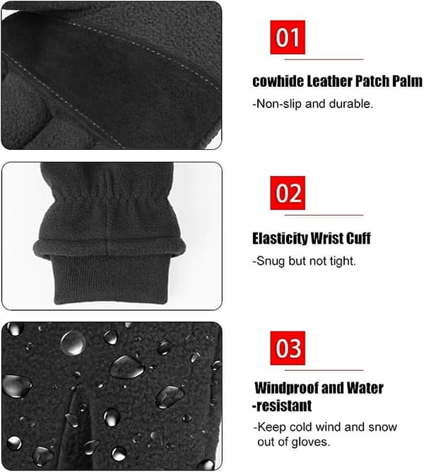 Vinterhandsker Touchscreen Handsker Palm Patch Isolerede Termiske Fleece til Mænd og Kvinder Sort, XL