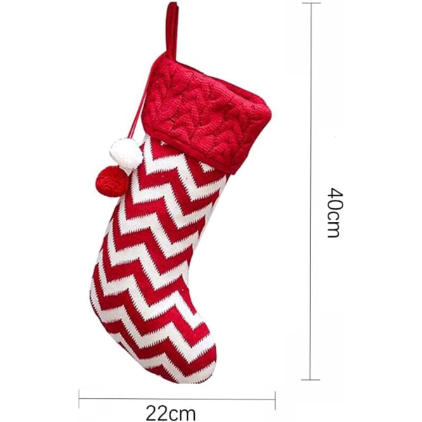 Julestrømper 40 cm Strikket Jule Rød Hvit Stripe Reinsdyr Julestrømper Hengende Strømper for Familie Juledekorasjon Høytid