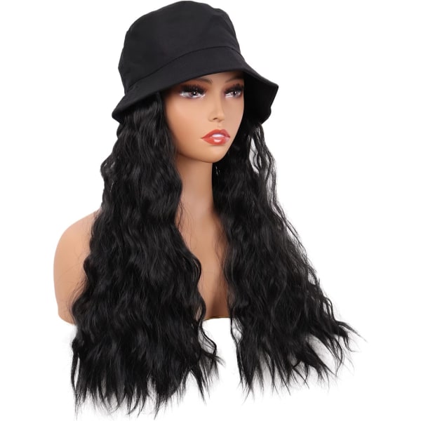 24"/60 cm Hat Peruk Dam Vacker Lång Vågig Curly Synthetic Dai
