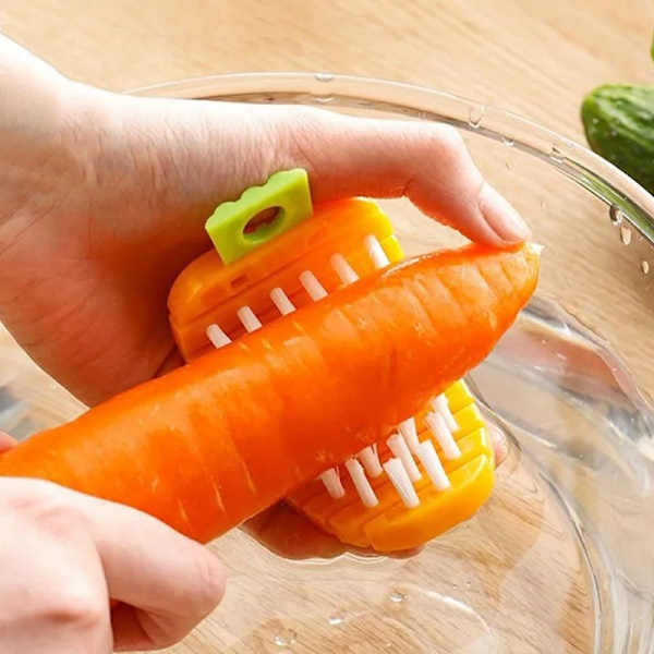 2 stycken böjbara multifunktionsfrukt- och grönsaksborstar rengöringsborste för hushållskök jam potatismos rengöring melon och fruktborste