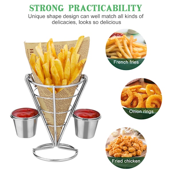 Fransk konhållare Fry Servering Snack Bil Fries Korgställ Buffé Rackmetall Förrätt Maträtt Stekt Display Kyckling Server Chips