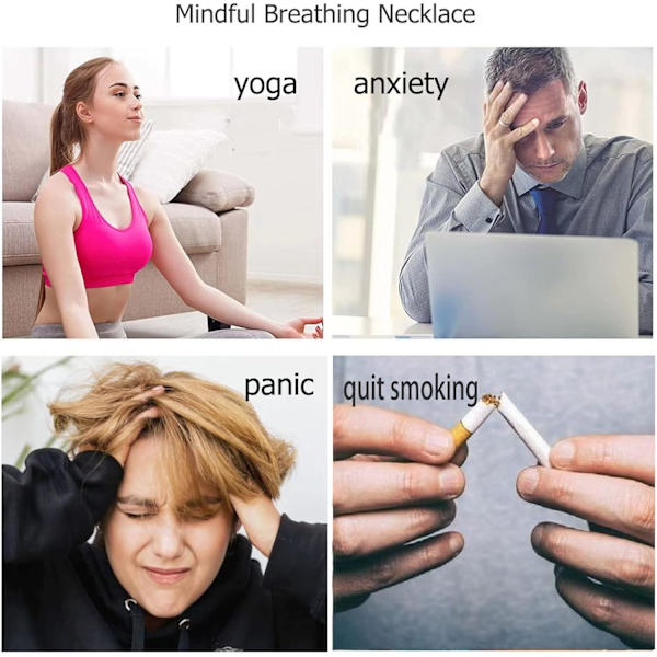 Halsband i rostfritt stål för mindful andning, verktyg för ångestlindring, ångesthalsband, halsband för ångest, stress, panikattacker och meditation guld 