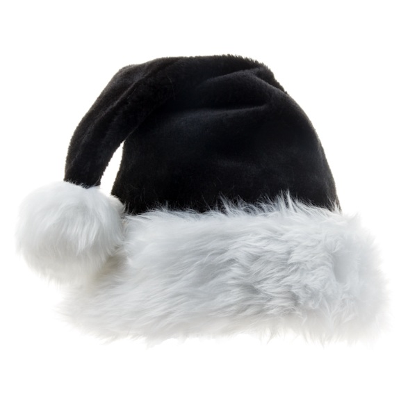 1 STK Barns svart plysch julhatt förtjockad plysch stor boll julfest hatt