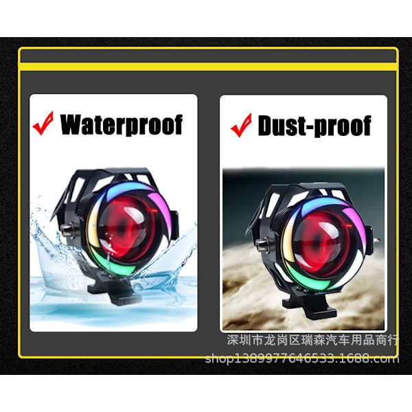 Todelt elektrisk motorcykel ombygget forlygte LED ekstern eksplosiv flash fjernlys RGB laser pistol U7 farverig spotlight