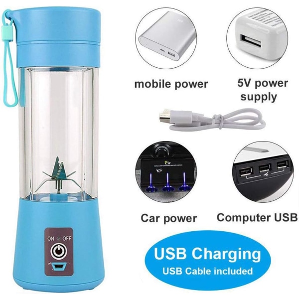 Bärbar blender, elektrisk blender i personlig storlek USB laddningsbar elektrisk blender Juicer Baby Travel 380 ml, blender