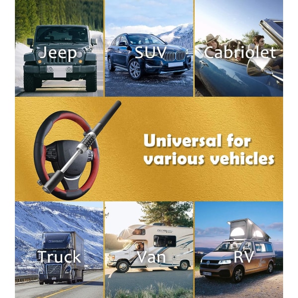 Stöldskydd för bil, stöldskydd för bil, rattlås, robust och säker stöldskydd, Universal