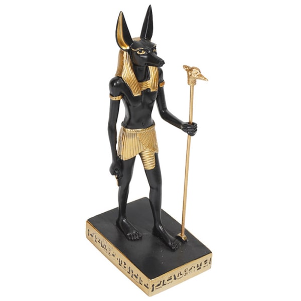Gammel Egyptisk Gud Anubis med Retfærdighedens Vægt Statue Guder af De Døde og Efterlivet Vejer Hjertet Mod Strudsfjer Figur