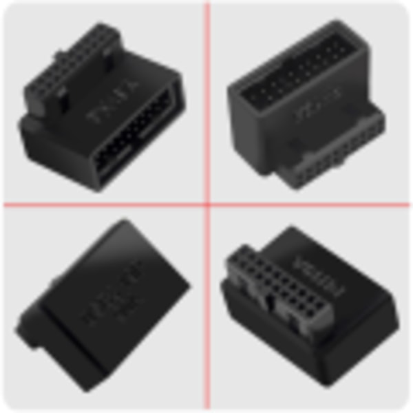 Pöytätietokoneen emolevyn USB 3.0 -liitäntäadapteri 19p 20p pystysuora pistoke neula 90° kierretty asennettu ohjauskaari A