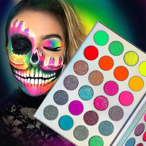 24 färger Glitter Neon Glitter Eye Shadow Palette Långvarig