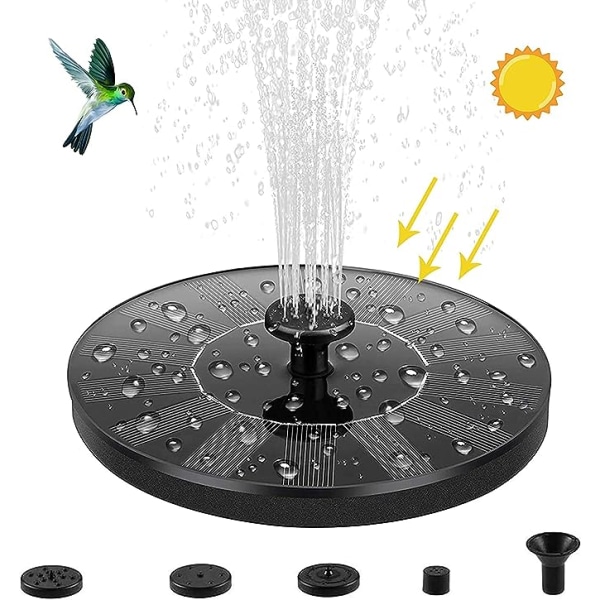 Solarfontene for hagedam, vannpumpe med 1,4W solcellepanel, 6 effekter, solcellevannpumpe for hagedam, svømmebasseng, akvarium, fuglebad
