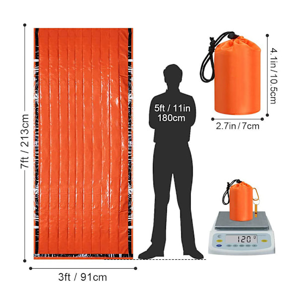 Nödsovsäck Lätt överlevnadssovsäck, multifunktionell livräddningsutrustning för vandring, camping, utomhuslivräddningsutrustning Orange