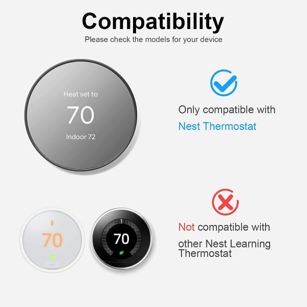 Cover kompatibel med termostat, silikon-fingeravtrycksresistent Trimsats för fästemontering för Nest-termostat, kompletterande design Enkel inst.