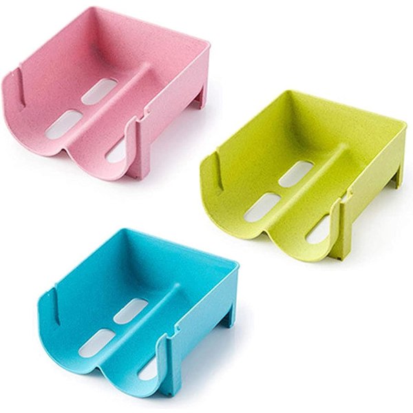 3 Stykker Flaskeholder, Vinreol i Plastik, til 1 Flaske Vin eller Anden Drikkevare, Moderne Flaskeholder til I Alt 6 Flasker