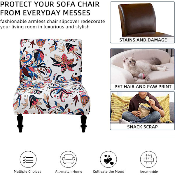 Armless Chair Cover Avtagbar Armless Chair Cover Tvättbar Armle