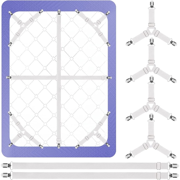 2 uppsättningar arkfixeringsremmar, 4+2, anti-sladd triangel arkfixeringsklämma Justerbar arkklämma, justerbar elastisk arkfäste