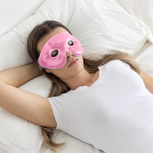 2 delar Gel Bead Eye Mask, varm/kall sömn ögonmask rosa Återanvändbar gel Frozen Eye Mask Eye Ice Pack med ögonhål