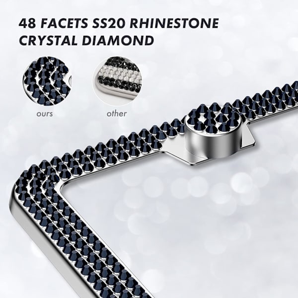 Bling registreringsskyltram, cover, bilnummerskylthållare med rhinestone-kristall- set - 2-pack (WHITE2)