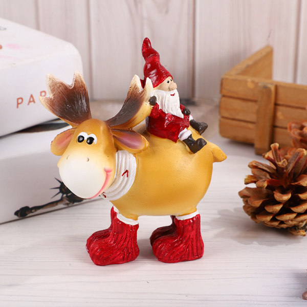 Harts Juldekoration - Julgubbe sitter på en älg, festtillbehör