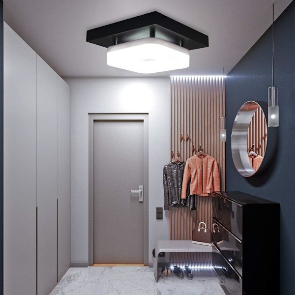 12W LED Loftlampe, Nem at Installere Hvidt Lys Moderne Sort Firkantet Overflademonteret Lys Lampe
