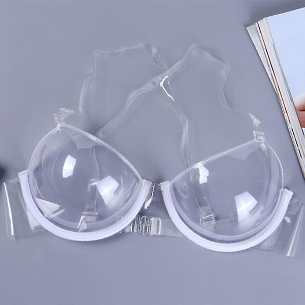 Sexiga kvinnor 3/4 kopp Transparent genomskinlig Push Up BH Ultratunn rem Osynlig BH Underkläder(38)