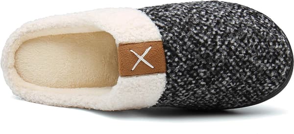 Herrtofflor Memory Foam Bekväma Luddiga Plyschfoder Slip On Inomhus Utomhus Hemmaskor (Svart och Vit, 9-10)