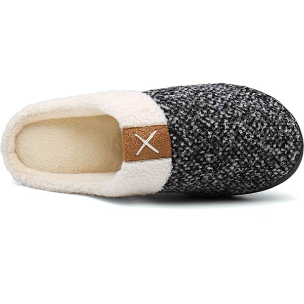 Miesten Tohvelit Memory Foam Mukavat Pehmeät Pehmovuoratut Slip On Sisä- ja Ulkokäyttöön, Kotiin (Musta ja Valkoinen, 9-10)