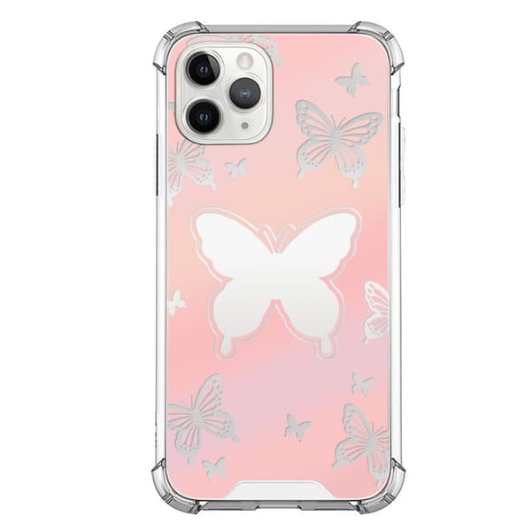Rosa Speil-deksel til iPhone 13 Pro Max Speil Sommerfugl