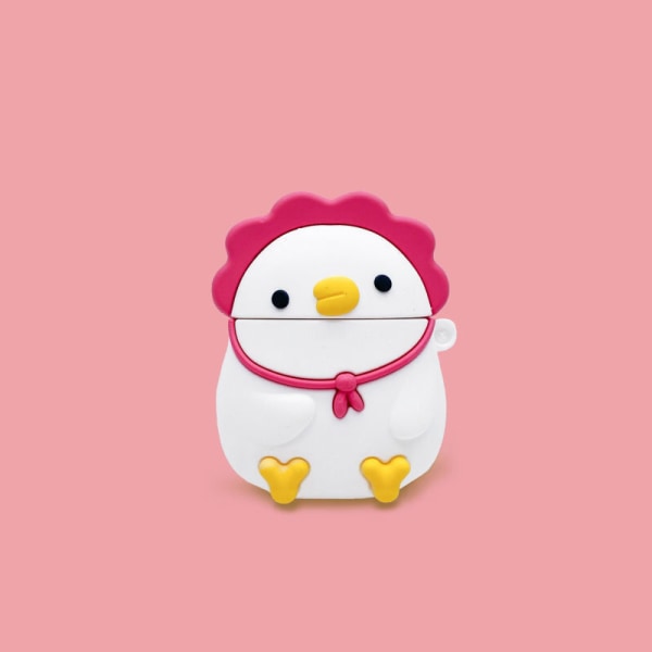 Cartoon Soft Case kompatibelt med AirPods 2 och 1 - Söt rolig stötsäker cover (Cute Chick, Pink)