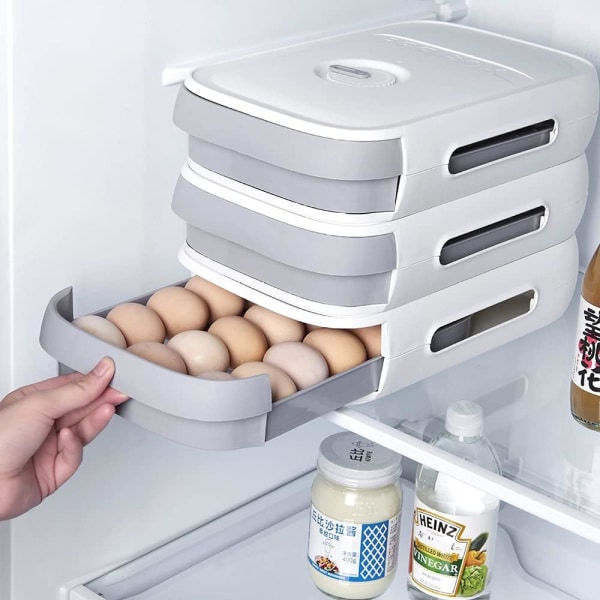 Äggförvaringslåda, ägglåda i plast, förvaringslåda för köksägg, ägglåda med låda, lämplig för kylar, frysar, porslin, 24 Grid