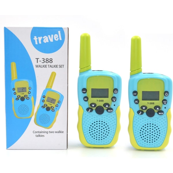 2-pack batteridrivna walkie talkies för barn med 22 kanaler 2-vägsradio 3 km lång räckvidd, leksak för 3-12-åriga pojkflickor, med bakgrundsbelyst LCD-blixt