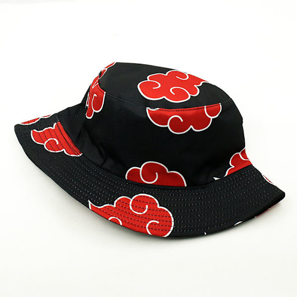 Anime Naruto Akatsuki Red Cloud Bucket Hat Unisex Herr Dam Fisherman Fisher Beach Cap (svart)