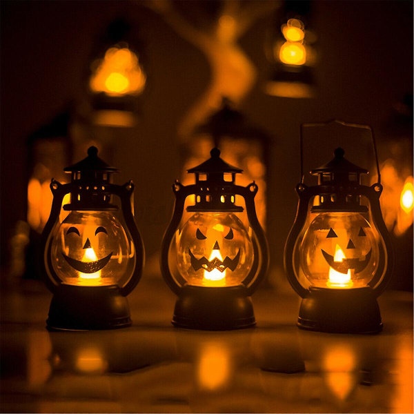 Halloween Dekoration Hängande LED Pumpa Lykta Ljus Lampa Bar Party 3ST