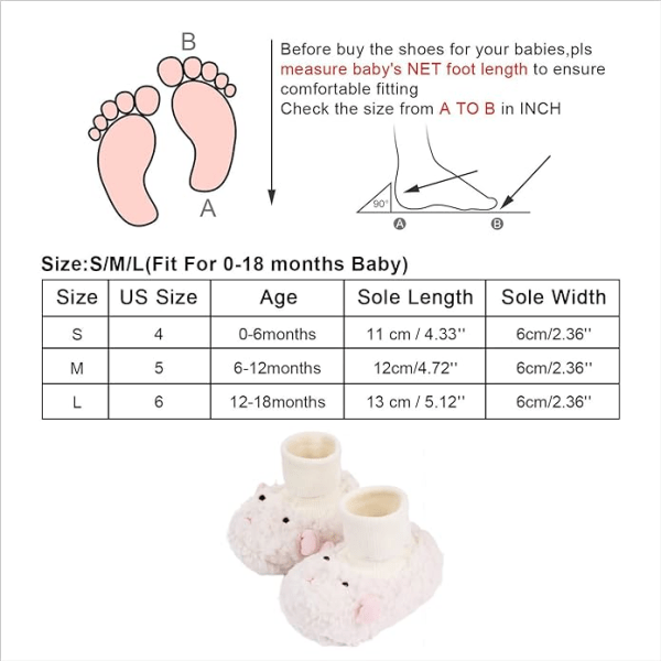 Toddler Premium varma vinterstövlar med halkfri sula för baby (6-12 månader, lamm)