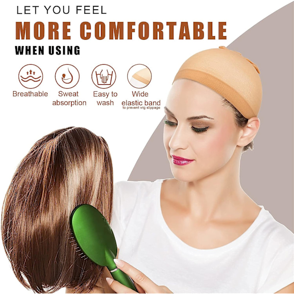 Stocking Peruk Caps Ultra Tunna - 4 delar, Andas, Svettabsorberande
