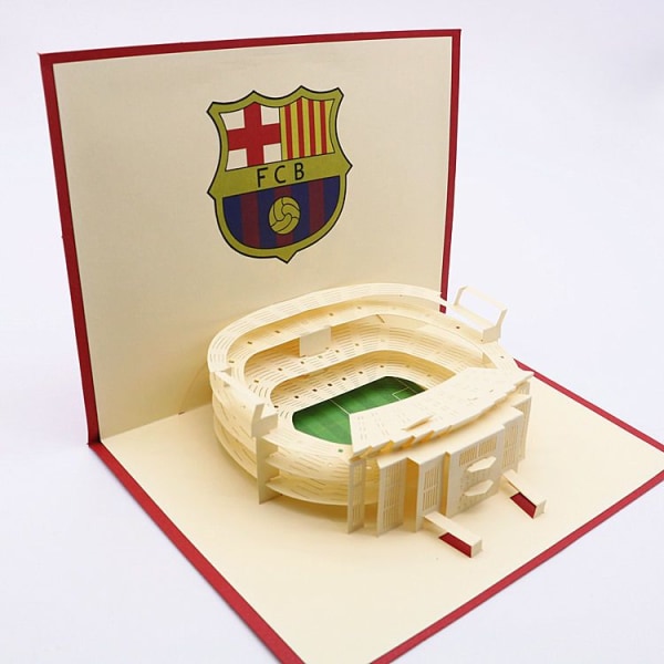 Fotboll Handgjort 3D Pop Up-kort, Fotboll Pop Up-kort, Födelsedagskort, Jubileumskort, Fars Dag-kort, Sportkort, för Män, Pappa, Son（FC Barcelona） röd