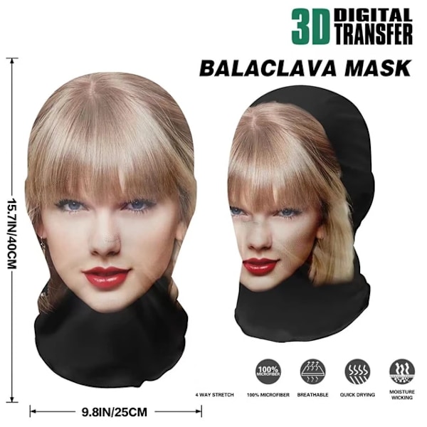 Taylor Swift Cosplay Mask med 3D-utskrift，Människoansikte Cosplay Halloween Parodi Party Crossdressing Huvudduk B