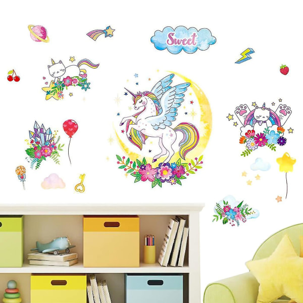 Väggklistermärken för barn,unicorn Wall Sticker,unicorn Sticker Cartoon Wall Sticker,rainbow Kids Wall