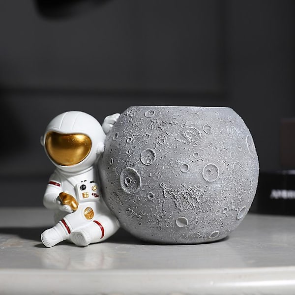 1 Pakke Pennholder, Astronaut Stativ for Skrivebord Pennholder, Resin De