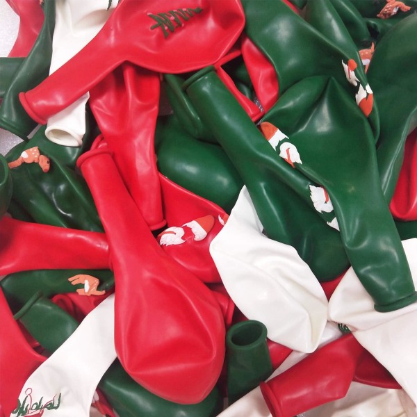 100 stk. Jule Latex Balloner, 12 Tommer Hvide Grønne Røde Balloner, til Julefrokost Dekoration, Skolelege, Børn