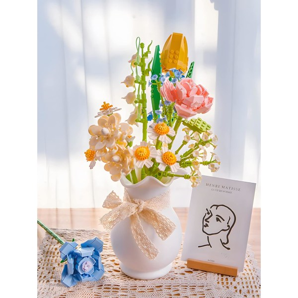 Flower Building Block Kit, Creative DIY Flowers Botanical Collection Byggstensleksak för vuxna Jul Alla hjärtans heminredningskontor Tulips (yellow)