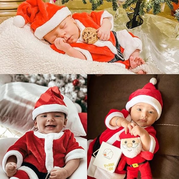 Unisex baby 1 stycke varm julpyjamas långärmad byxa med hatt (6-12 månader)
