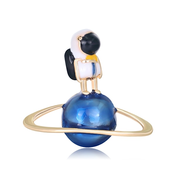 Lyxig blå brosch, planet, rymdastronaut, globbrosch, modebrosch, semesterpresenter